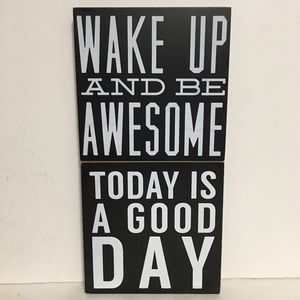 2 WOODEN SIGNS INSPIRATIONAL BLACK & WHITE